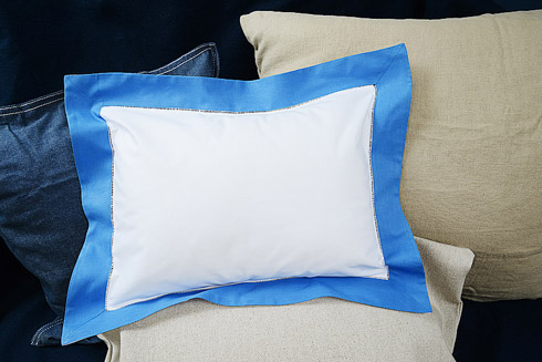 Hemstitch Baby Pillow 12x16" with French Blue border